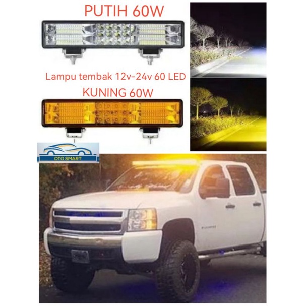 Lampu tembak Cwl Cree Sorot 60 Mata 12V-24V Putih &amp; Kuning Lampu Mobil