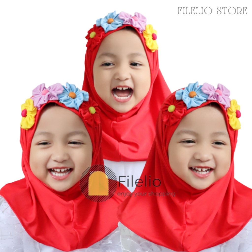 TERMURAH Kerudung Anak 1 tahun Bunga Mawar Hijab Anak 2 Tahun Murah Terbaru Krudung Anak Bayi