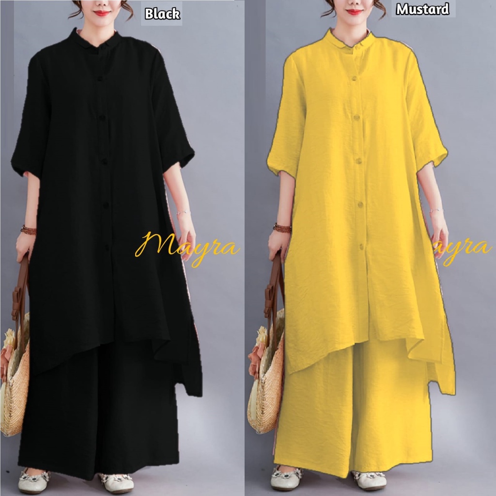 BR76YN MAHDA MAYRA LD 130 SET XXXL SETELAN LINEN JUMBO POLOS