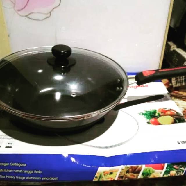 Gsf Wajan enamel tutup kaca 32cm