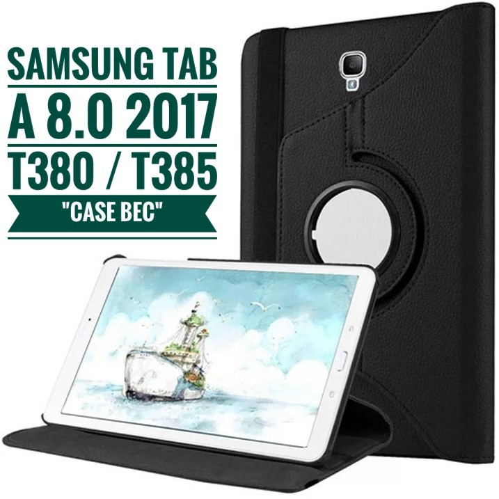 FLIP COVER SARUNG TAB A 8.0 2017 - CASING ROTARY CASE SAMSUNG TAB T385 T380 WHITE_CELL