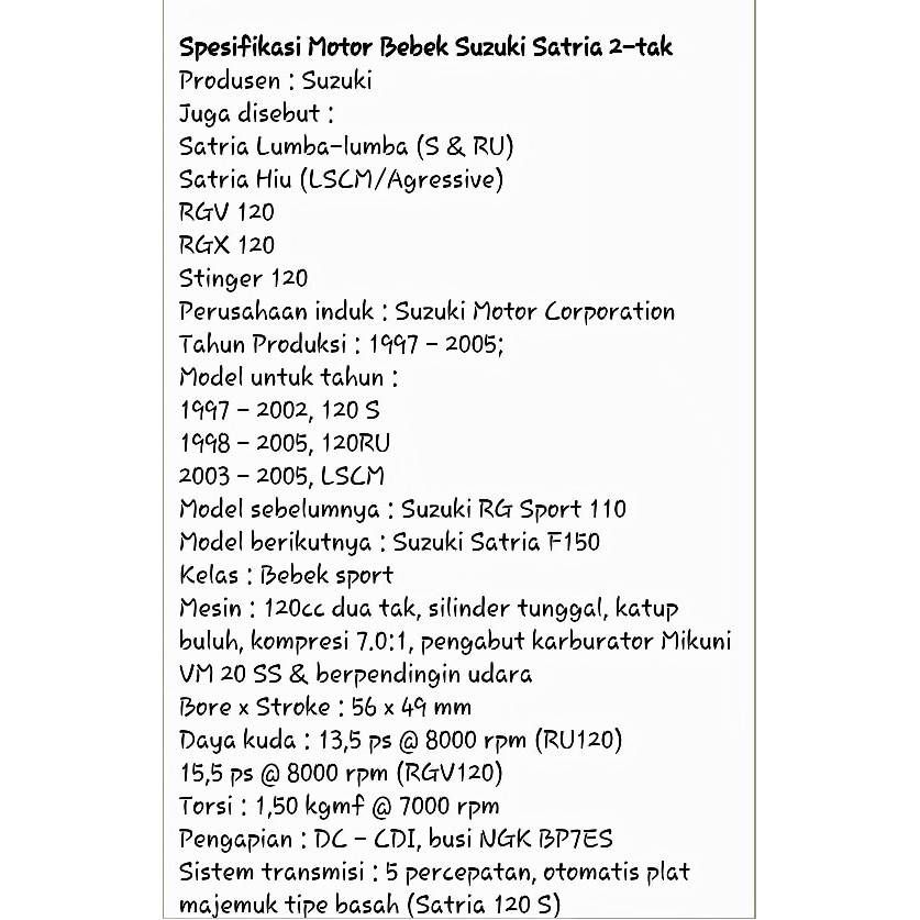 CDI Satria 2 Tak Lumba