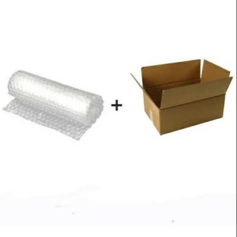 

kardus + bubbel wrap pengaman paket teraman