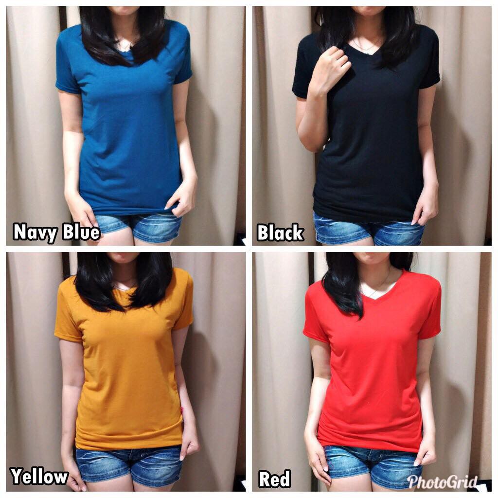 V Neck / Vneck Pendek / Atasan Wanita / Kaos Polos / Kaos Oblong / Kaos V Neck (fs)