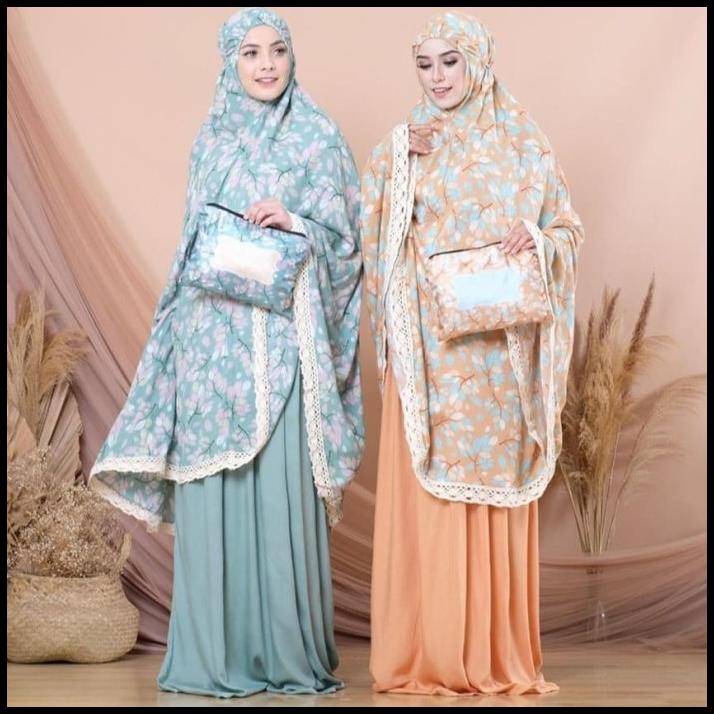Mukena Dewasa Alina Daun Series Katun Rayon Premium Jumbo
