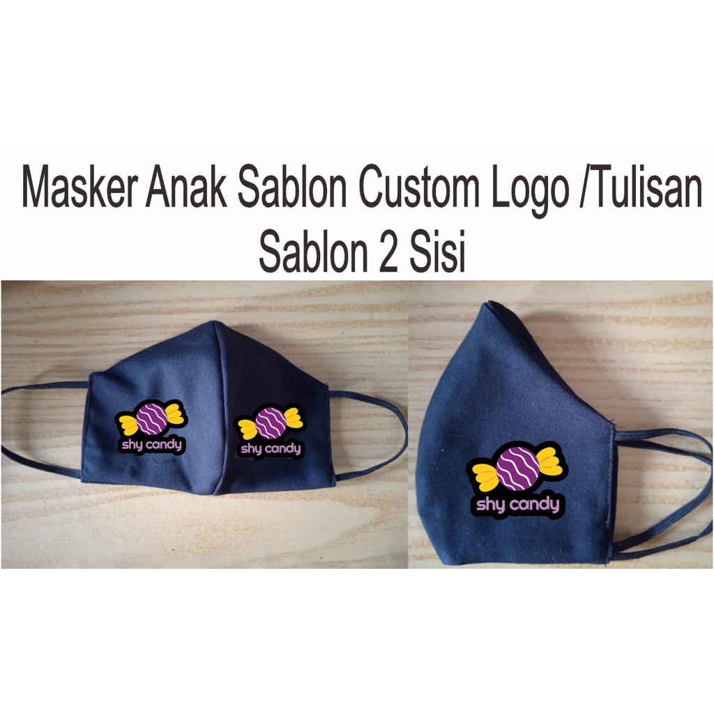 

Masker anak custom logo / tulisan sablon 2 sisi