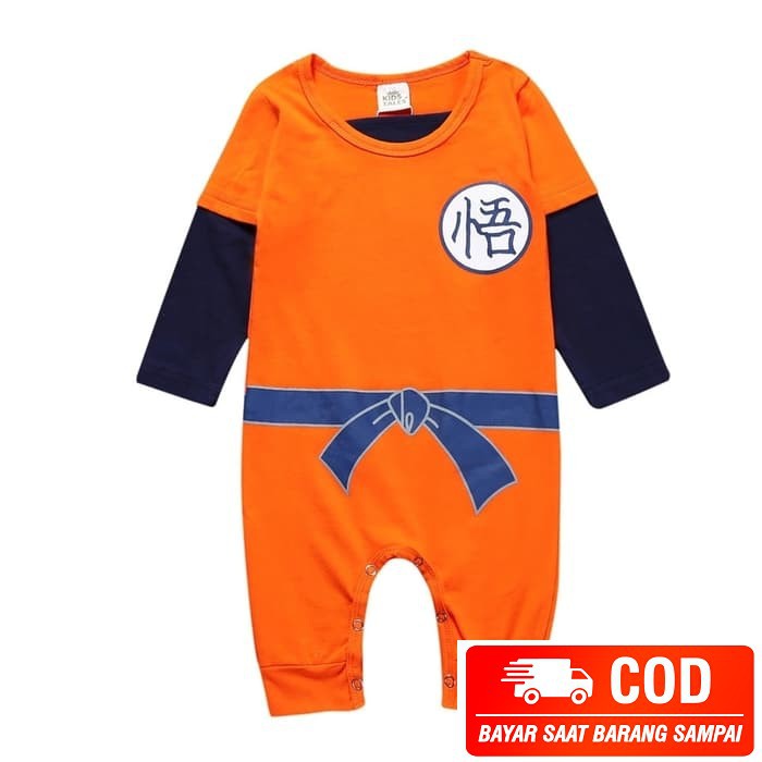 Jumpsuit Bayi Laki-Laki/Perempuan Lengan Panjang Motif Garis+Kart KX441 Romper Dragon Ball