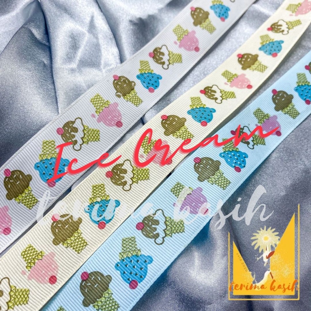 

PITA KAIN MOTIF ICE CREAM 1 INCH METERAN 丝带