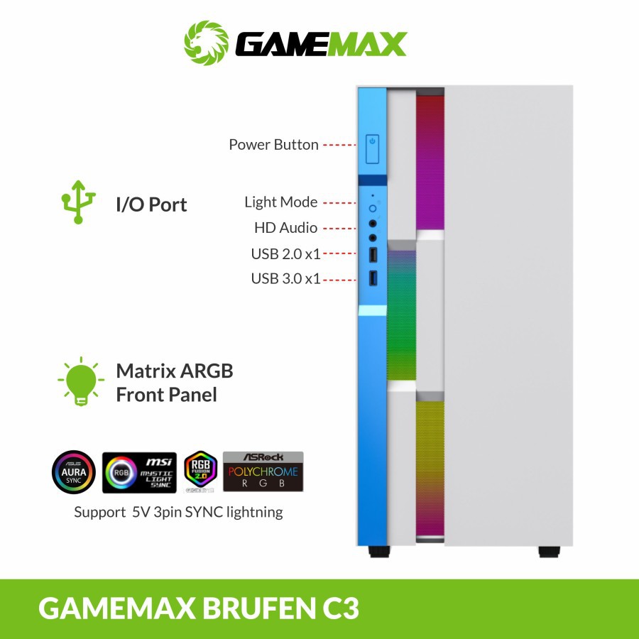 Gamemax BRUFEN C3 Casing PC Gaming E-ATX