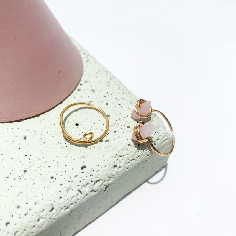 Rose Quartz Double Gemstone Rings