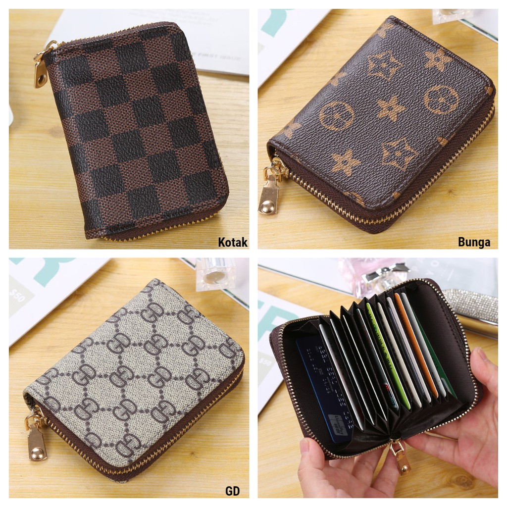 Dompet korea wanita cewek multi fungsi tempat kartu bahan premium import hitam pink abu DC008