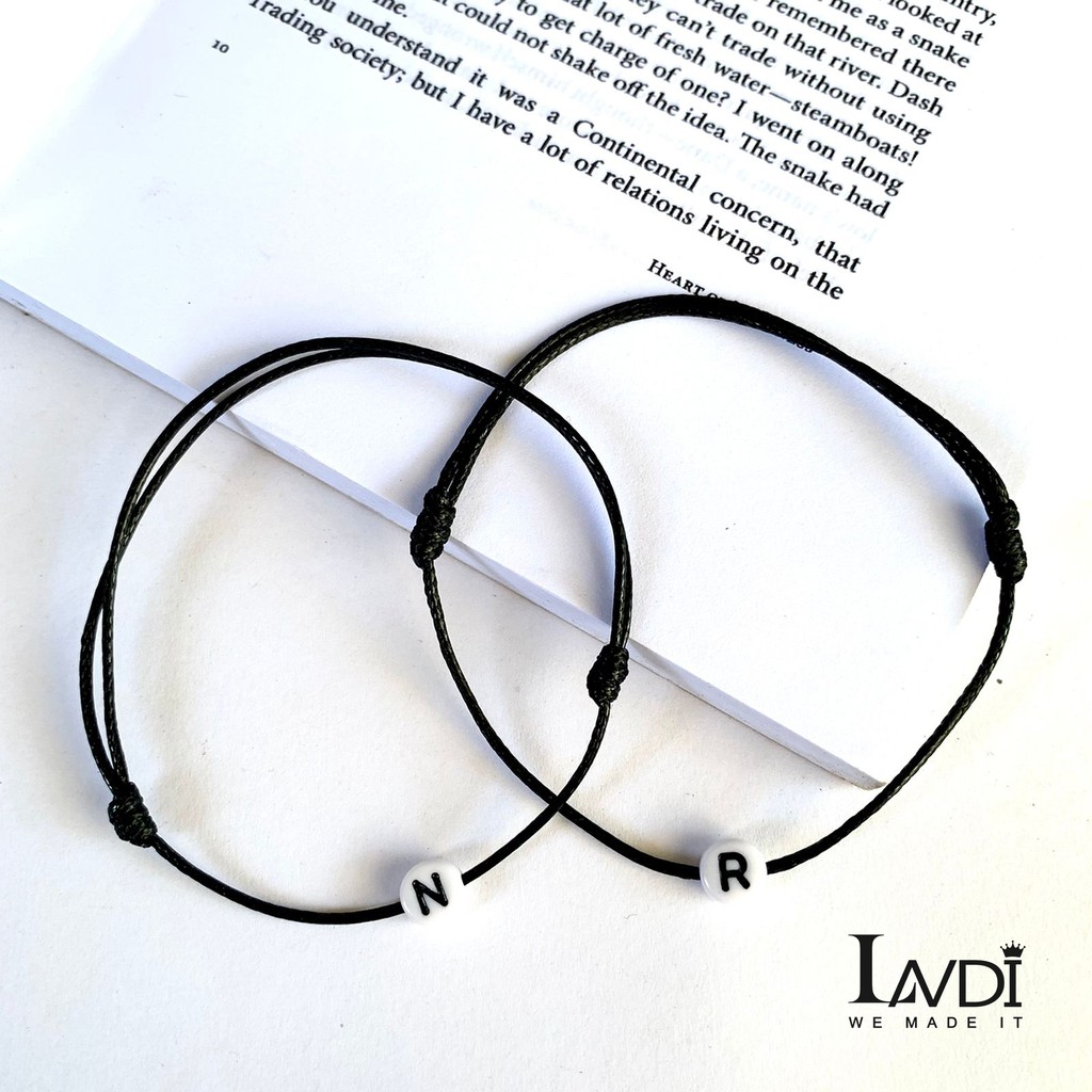 Gelang Tali Inisial Huruf Bulat Tali Korea