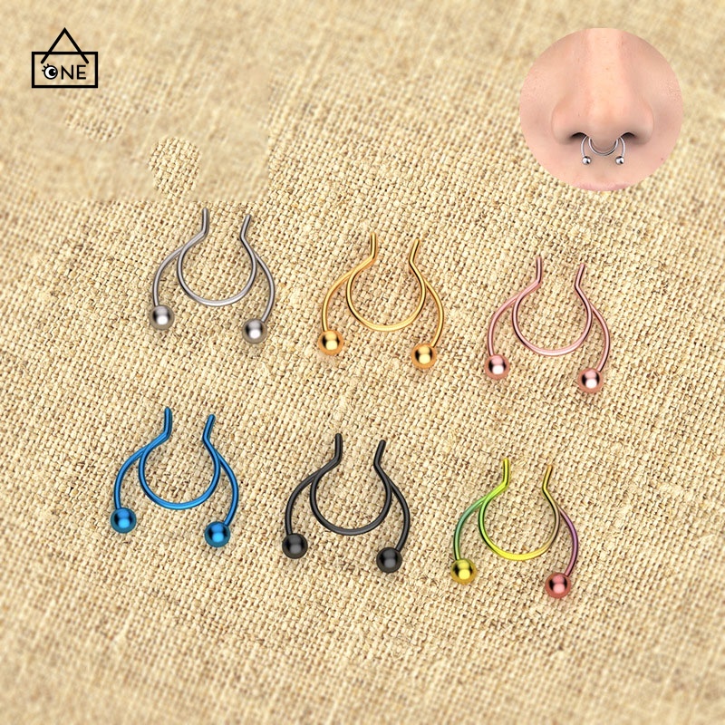 COD❤Tindik Cincin Hidung Palsu Tahan Karat Septum Magnetik U Bahan Cincin Tindik Hidung Unisex A one