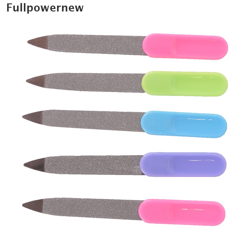 (FULL) 5pcs Kikir Kuku Dua Sisi Bahan Metal Gagang Plastik Untuk Manicure / Pedicure