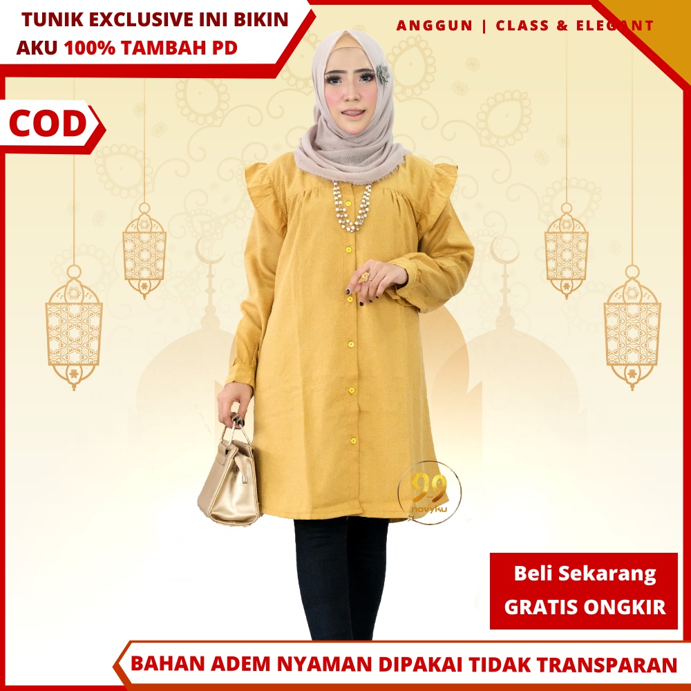 Baju Tunik Polos Muslim Muslimah Wanita Terbaru 2021 Kekinian Remaja Santriwati Bahan katun Adem /  