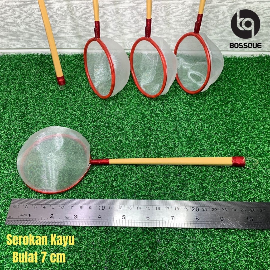 Serokan Ikan Cupang Murah Meriah Kayu Bulat 7cm Seser Saringan Sauk Ikan Hias Jentik Kutu Air