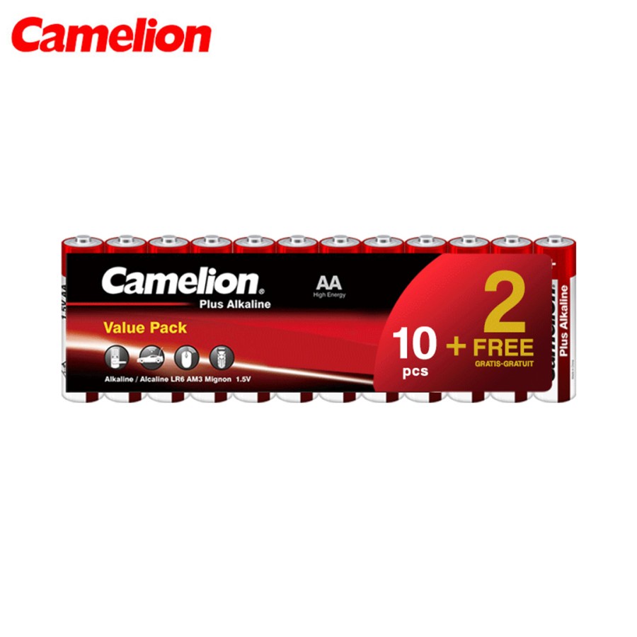 AA 12pcs Camelion Baterai Alkaline LR06 AA 10Pcs FREE 2PCS