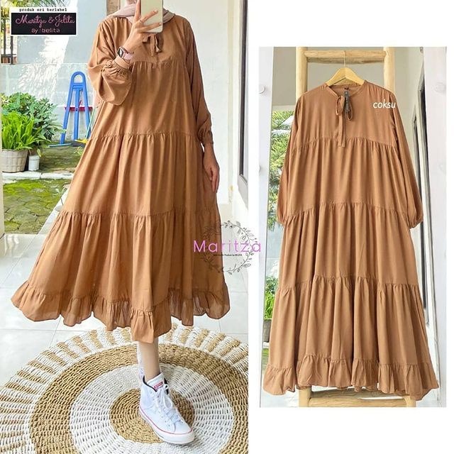 GSC - Rachel midi dress / Long Tunik Wanita Terbaru / Gamis Polos Murah / OOTD Muslim Kekinian