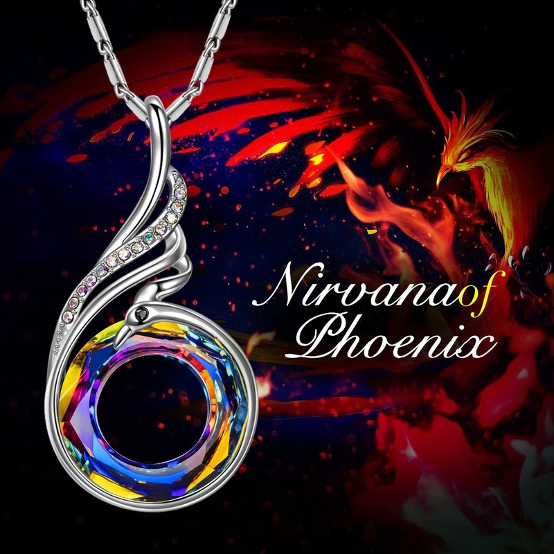 Fashion Inlaid Colorful Crystal Phoenix Pendant Necklace