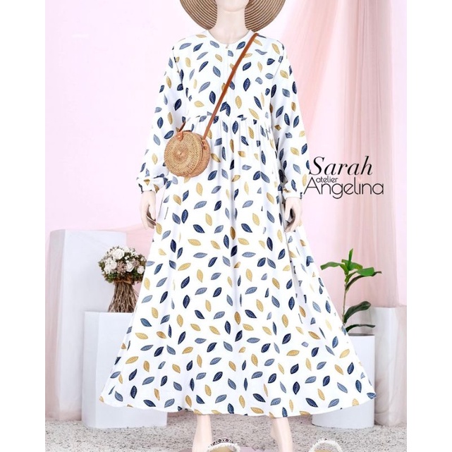 SARAH Dress LEAVES WHITE SIZE L by Atelier Angelina