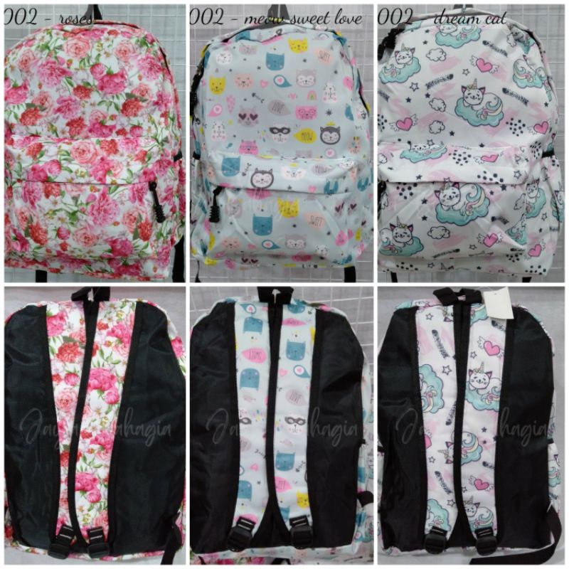 Ransel Wanita Import Ringan Colourfull Tas Sekolah Anak Remaja Perempuan Uk Besar