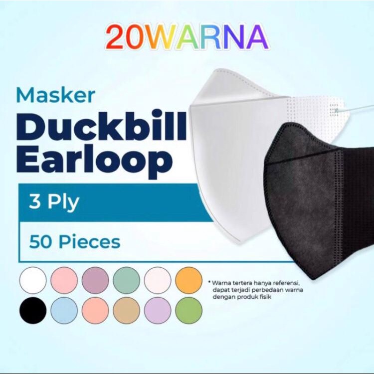 Masker Duckbill isi 50 pcs warna hitam dan putih hiqh quality medis non medis nonmedis