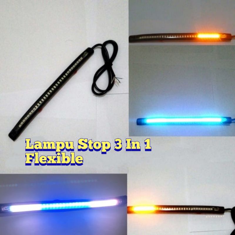 LAMPU LED STOP REM STRIP 3 IN 1 SEN SEIN 17CM FLEKSIBEL DRL 17CM STOPLAMP BELAKANG UNIVERSAL MOTOR M