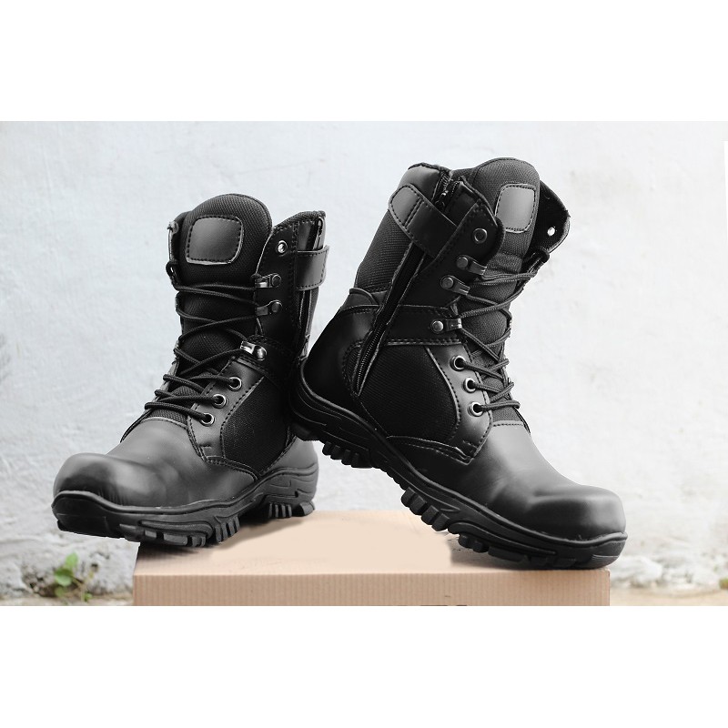 Delta Cordura Tactical Hitam - Sepatu Boots High Best Quality - Sepatu Pdl Tinggi Pria Wanita Ujung Besi