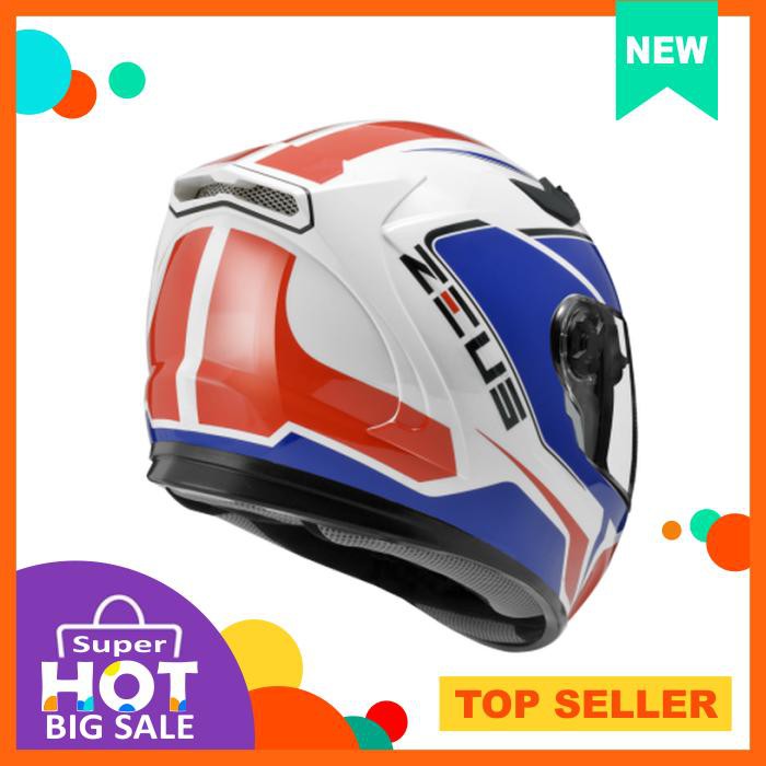 HELM ZEUS ZS813 AN6 WHITE/BLUE FULLFACE DOUBLE VISOR