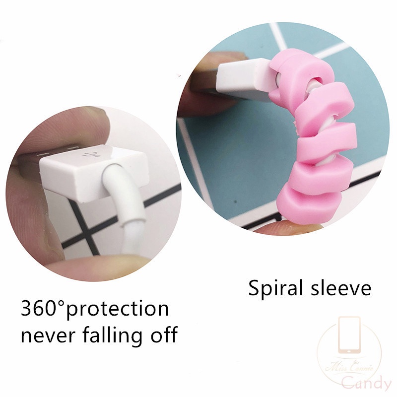 Case Pelindung Kabel Data / Charger / Earphone Bentuk Spiral Bahan Silikon