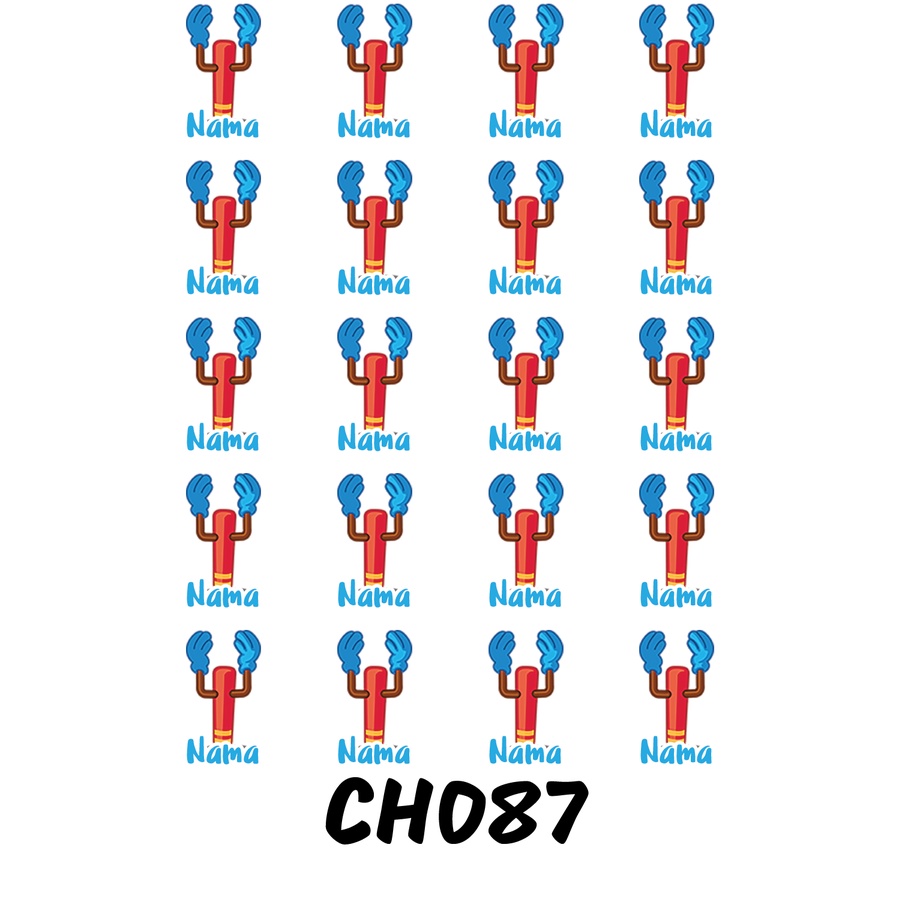 

Sticker Nama Cutting Label Waterproof Tahan Air Huruf 87 (CH087)