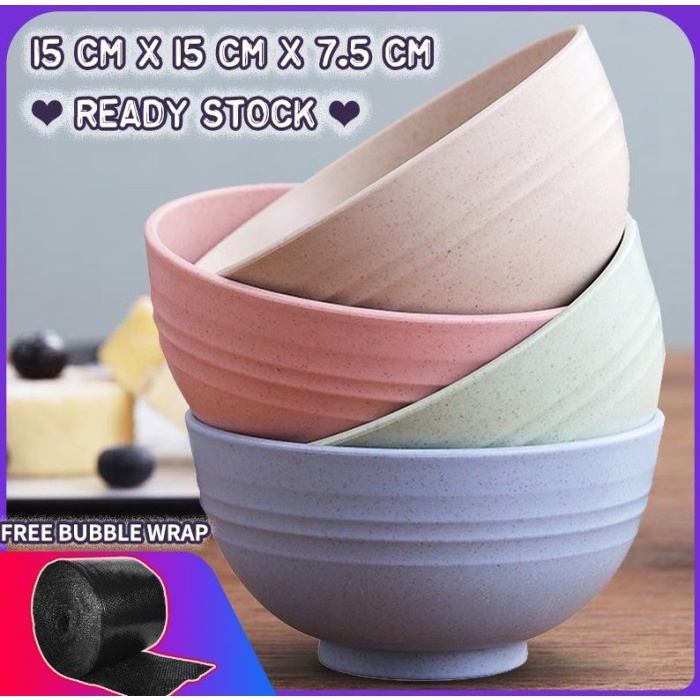 Mangkok Wheat straw Bowl Mangkuk Plastik Microwave Warna Jerami Gandum Plastik