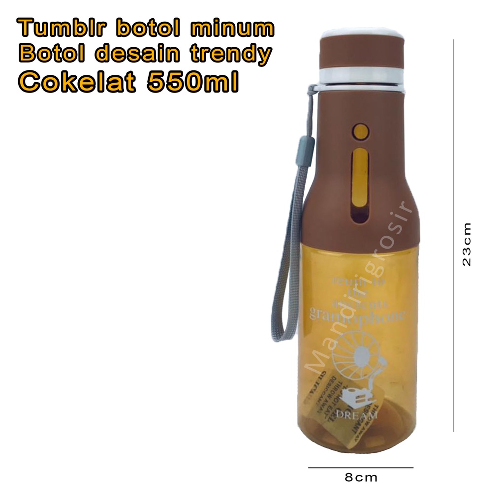 desain trendy * Botol minum * Bening Cokelat * 550ml