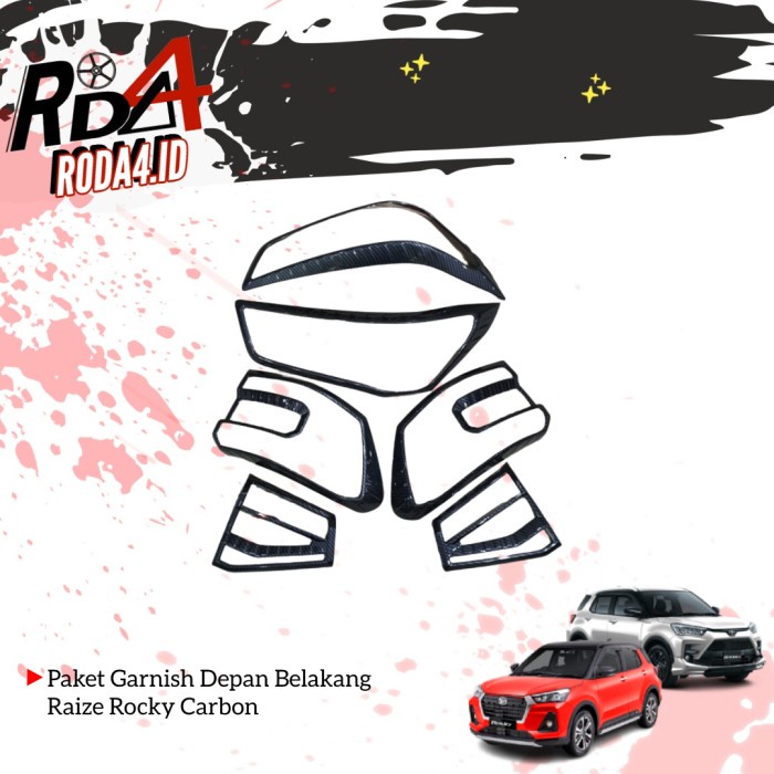 Garnish Mobil Raize Rocky 2021 Garnis Depan Belakang Carbon