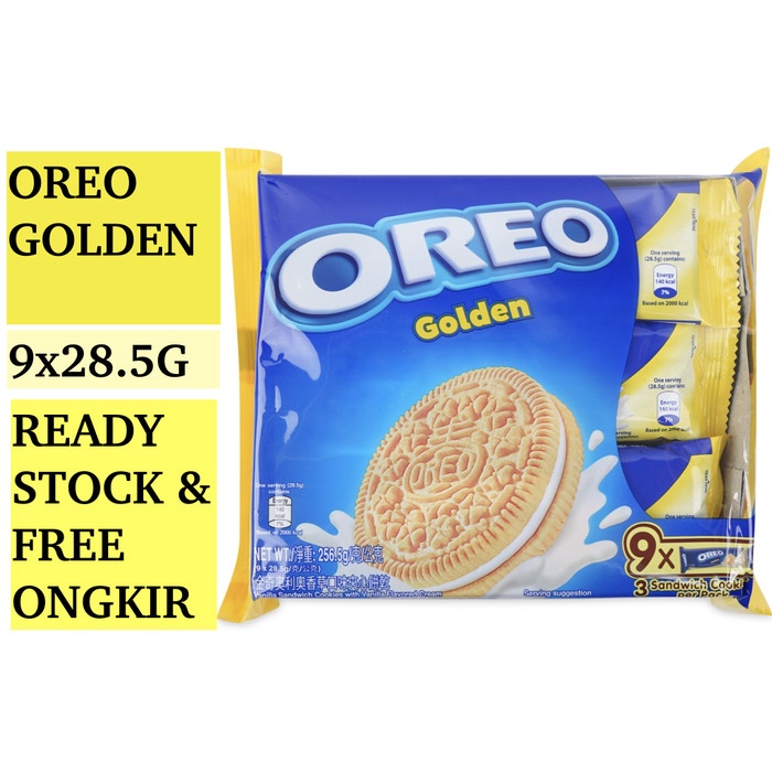 

Ready stock Oreo Golden Sandwich Vanilla Cookies 9s / Oreo EMAS ORIGINAL