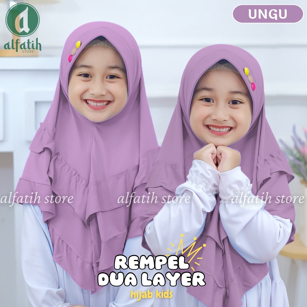 ALFATIH STORE / Jilbab Anak Rempel 2 layer / Kancing 3 Jersey / Jilbab Anak Murah teni