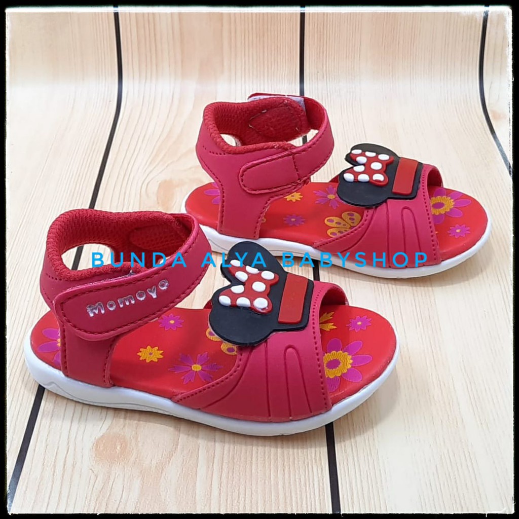 Sendal Anak Perempuan Umur 1 - 2 Tahun MERAH Alas Karet Anti Licin - Sepatu Sandal Anak Cewek 1 - 2 Tahun Anti Licin Size 22 - 25 Alas Karet Kartun Lucu