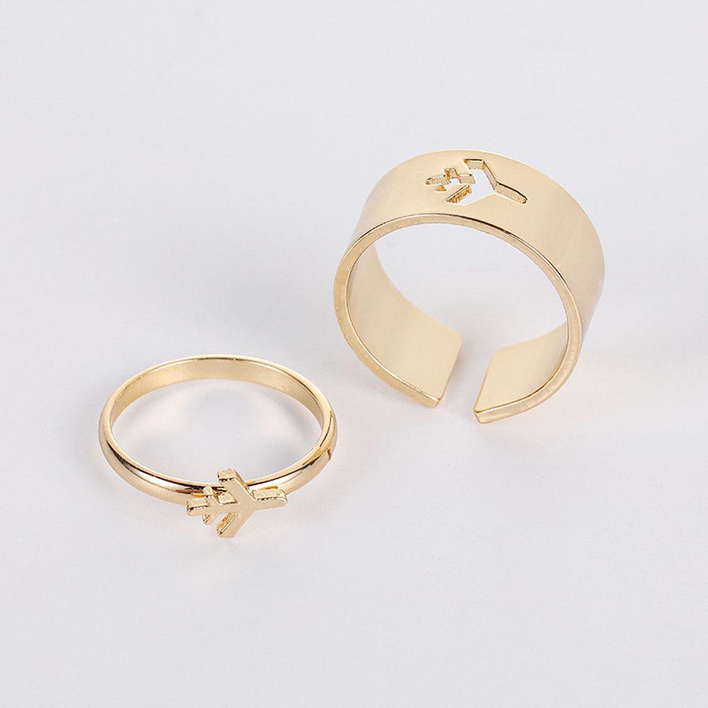 Mxbeauty Cincin Pasangan Trendy Punk Senada Cinta Pria Pesawat Perhiasan Fashion