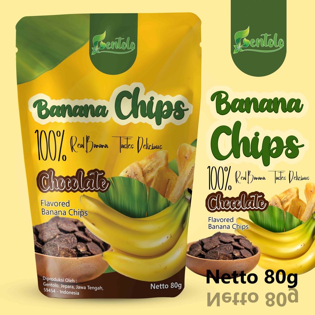 

Gentolo Banana Chips Chocolate Keripik Pisang Coklat Tebal & Renyah 80gran