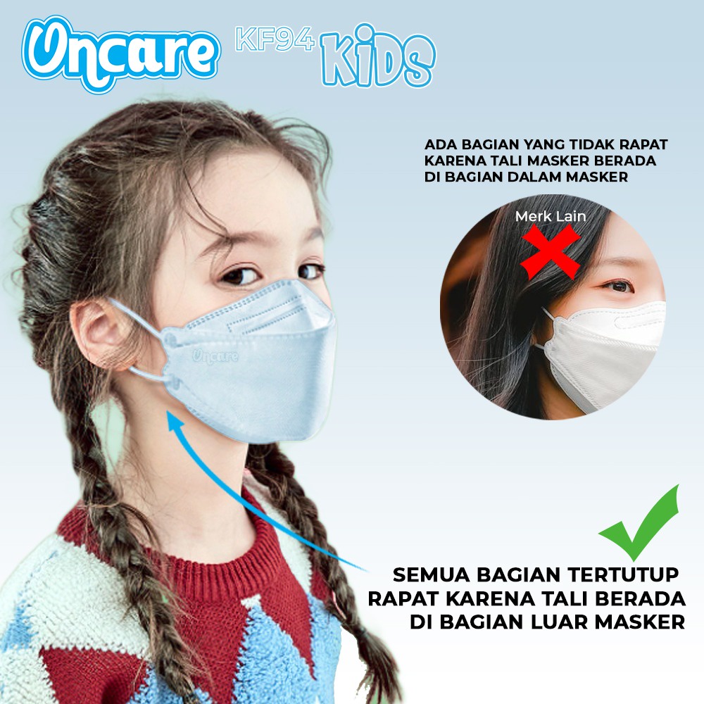 Masker KF94 ANAK 4ply Tebal ONCARE WARNA PREMIUM Korea isi 10 pcs Disposable mask