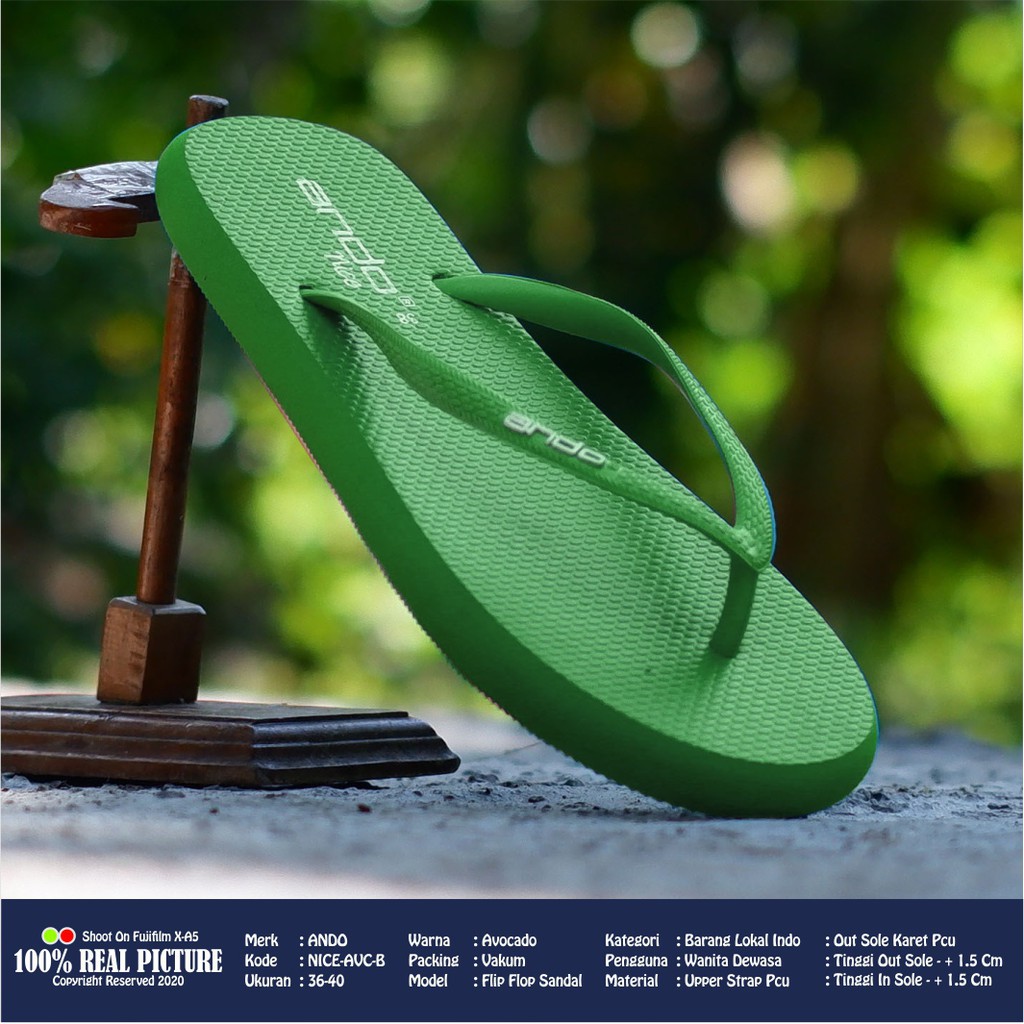 Sendal flip flop cewek dewasa jepit karet ori sandal flat japit wanita perempuan flat anti air kwalitas import Ando Nice promo murah keren cod 36-40