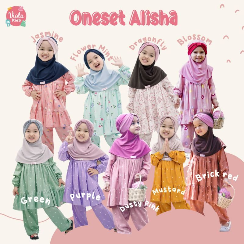 COD Heey Manis One set Anak Alisha (Tanpa Hijab) by Violakids