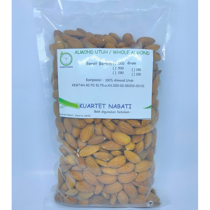 

500gr Kacang Almond Premium Utuh Mentah - Whole Raw Almond - Blue Diamond