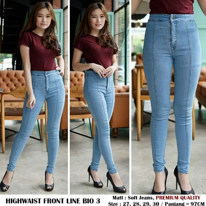 CELANA JEANS HIGH WAIST FRONT LIST // JEANS HIGHWAIST TULANG WANITA