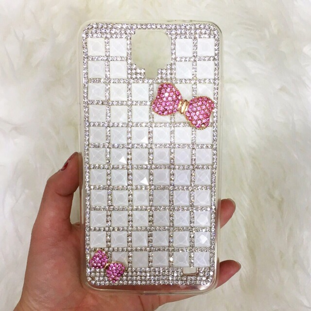 Bling Putih Garis Case  Oppo F9 handmade Blingcase all type Bling diamon