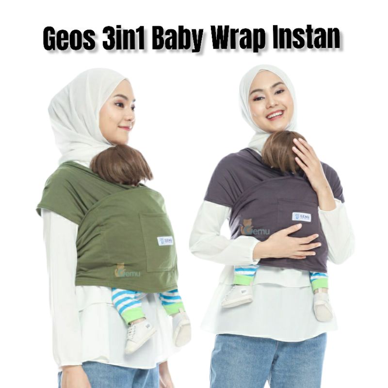 GENDONGAN BAYI DEPAN M SHAPE BABYWRAP 3IN1 + SASHBELT | Gendongan Geos Instan 3in1 | Geos 2in1 - Lazuardi Store