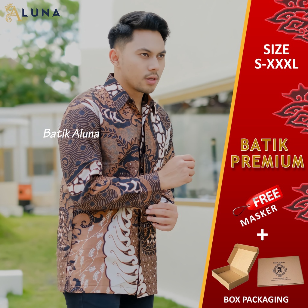 KEMEJA BATIK PRIA PREMIUM LENGAN PANJANG REGULAR BATIK ALUNA PCW 067