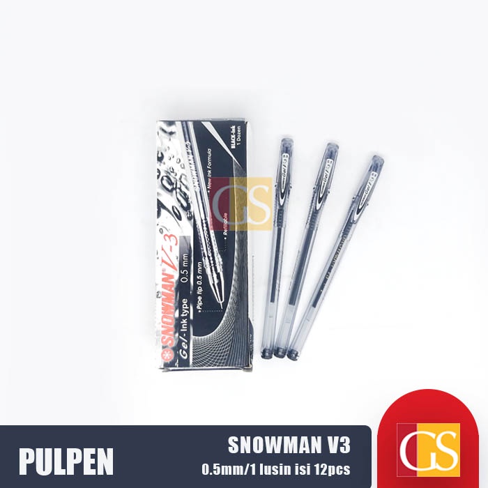 

PULPEN GEL SNOWMAN V3 0.5mm HITAM 12 PCS