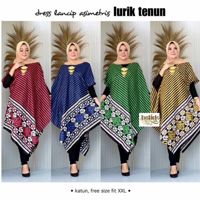 Dress Lacip Assimetris Motif Tenun Lurik Baju Batik Wanita Modern