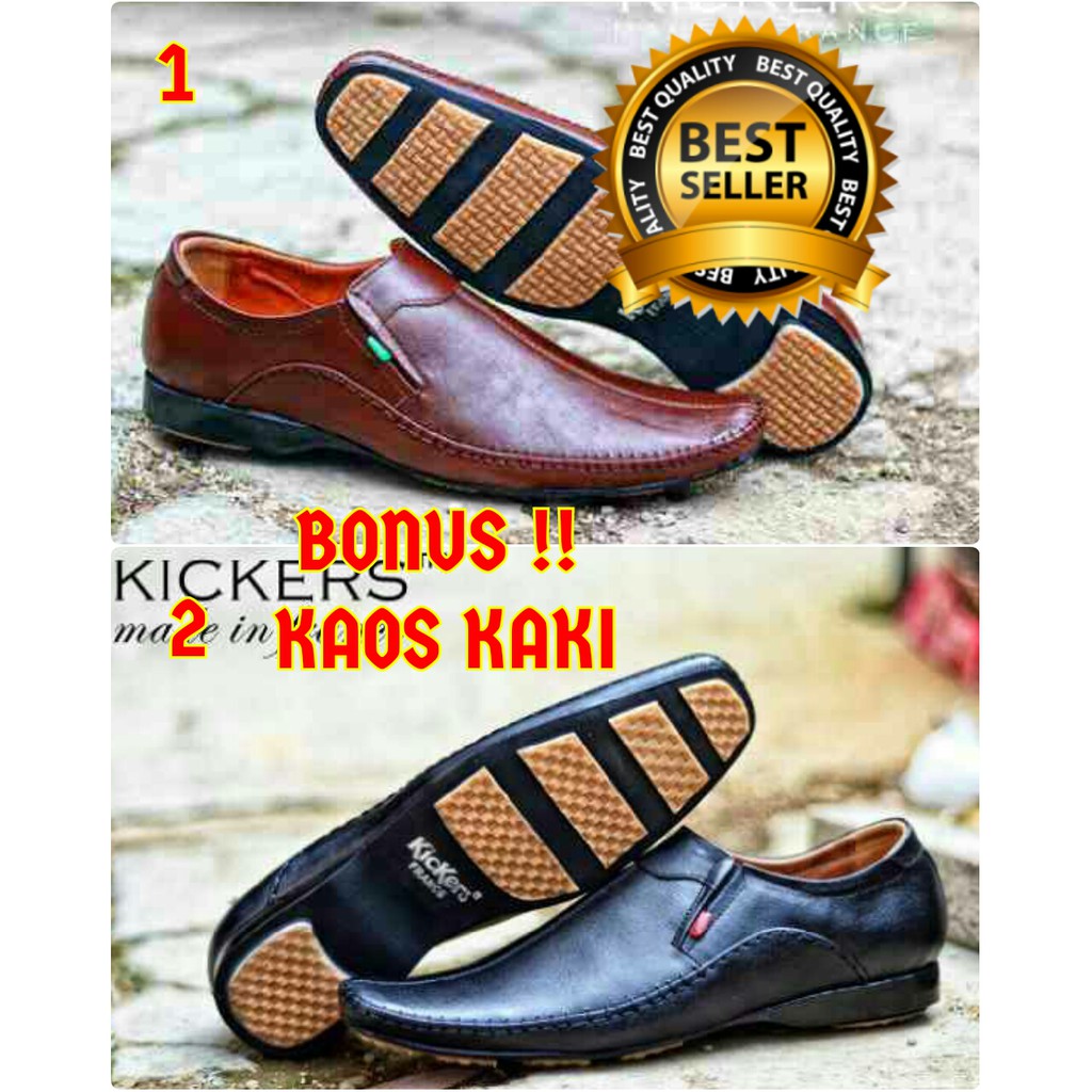 SEPATU PENTOFEL PRIA FORMAL KICKERS MOCCASIN KULIT ORIGINAL